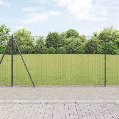 vidaXL - gelast - draadhek - met - betonnen - voetstuk - 10 - x - 1,2 - m - Grijs - Mesh