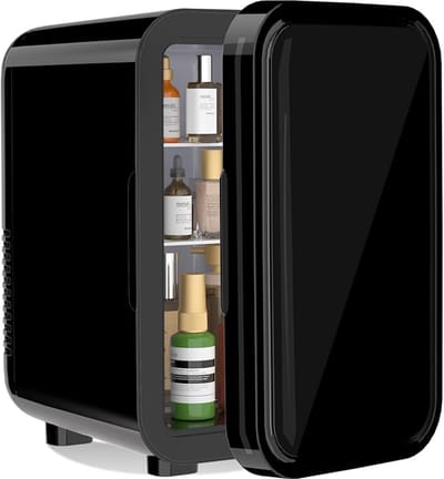 Mini Koelkast 6 Liter – Draagbare Koeler & Warmer – Voor Dranken, Huidverzorging & Snacks – AC/DC Voor Thuis & Auto – Stil & Compact (Zwart)