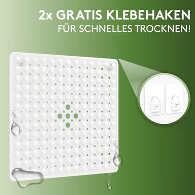 Famanu - Douchemat, antislip, machinewasbaar en schimmelbestendig, 53 x 53 cm, wit, antislip, douchemat, BPA-vrij, voor