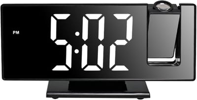 Digitale Projectieklok - Wekker met Projectie - Tijd Weergeven - 180 Graden Projectie - 7 Inch Display - Zwart