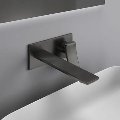 Ideal Standard wall-mounted basin mixer, square rosette, spout 22 cm A7372A5