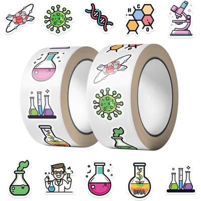 500 Stuks Chemische Experimenten Rolstickers Notitieboek Envelop Waterbeker Afsluitstickers Decoratieve Stickers gray