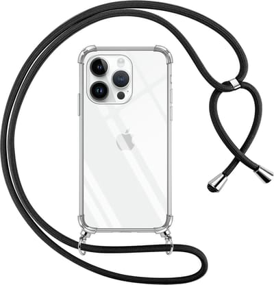 Transparant hoesje met koord - Anti-shock stootrand / Siliconen / Back Cover geschikt voor Apple iPhone 13 Pro Max