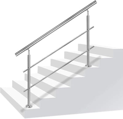 Roestvrijstalen leuning voor trappen en balkons - 200 cm met 2 dwarsliggers