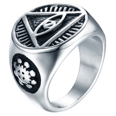 Edelstaal zegelring voor mannen Eye Of Providence-21mm