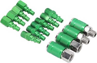 Universele Luchtkoppeling en Stekker Set, Aluminium Legering 1/4 Inch NPT ARO Aansluitingen, Inclusief Mannen en Vrouwen Draad, Multi-Functionele Koppelingen voor Luchtgereedschap en Pneumatische Systemen