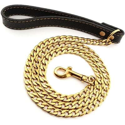 Sterk Roestvrij Staal Verguld Encryptie Hond Trektouw Hip-Hop Stijl Gouden Hondenkettingschakel Luxe (Gold,122cm)