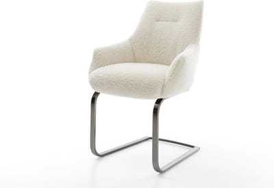 Sledestoel Alja-Flex met armleuning sledemodel vlak grafiet teddy beige pocketveer kern