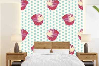 Behang - Fotobehang Patronen - Cupcake - Eten - Breedte 220 cm x hoogte 240 cm