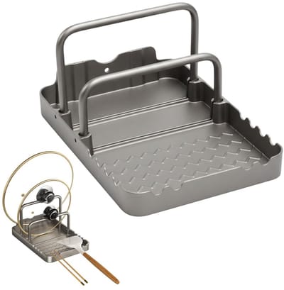 Dailygoods- Pannendekselhouder Antislip - Snijplankrek - Keuken Organizer - Dubbellaags Ontwerp - Lepelsteun - Stabiel en Veilig - Keukenorganizer
