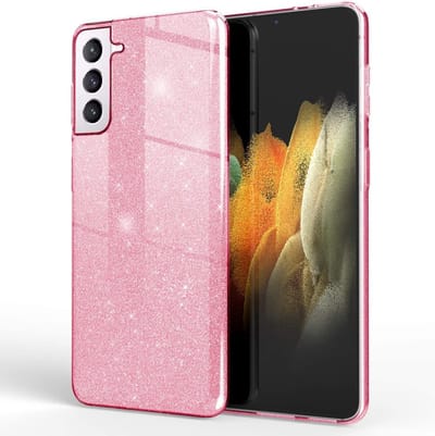 Hoesje Geschikt Voor Samsung Galaxy S22 hoesje glitter backcover – Rosegoud – oTronica