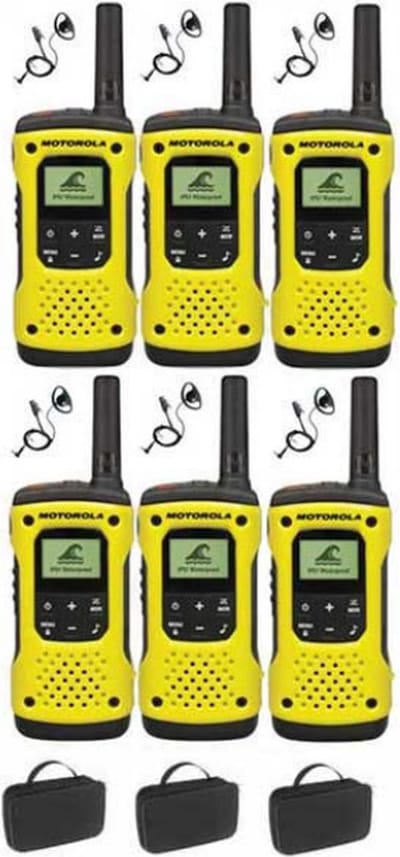 Set van 6 Motorola TLKR T92 H2O IP67 PMR446 Portofoons met D-shape oortje