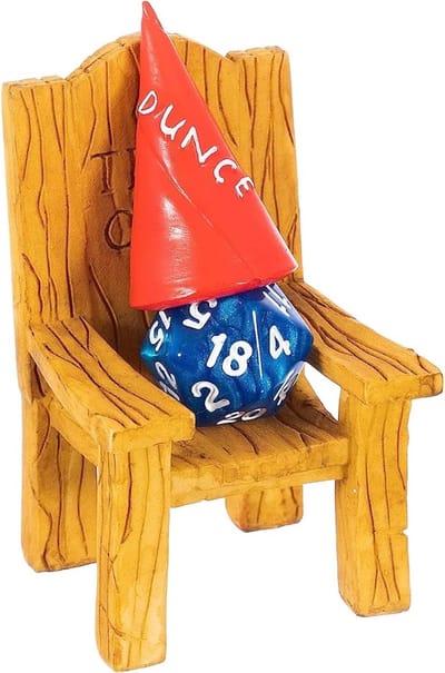 Dobbelen en Straffen: Tijdelijke Stoel en Hoed voor Slechte Dobbelstenen - Accessoires voor Dungeons and Dragons