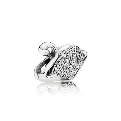Fler® | Bedel | Past op populaire bedelarmbanden (standaard - 3mm) | Elegante Zwaan Bedel | Hangbedel Charm | 925 sterling zilver | Transparante zirkonia | | Armband Kraal | Valentijnsdag Cadeau | Sinterklaas kado | Kerstcadeau | Verjaardagsgeschenk