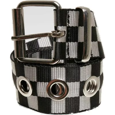 Urban Classics - Checker with Eyelets Riem - S/M - Zwart/Wit