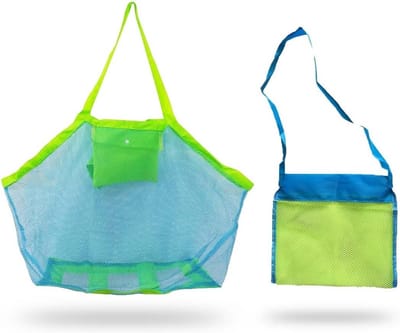 2-delige Strandtas met Netvakken - Grote en Kleine Vakken voor Speelgoed