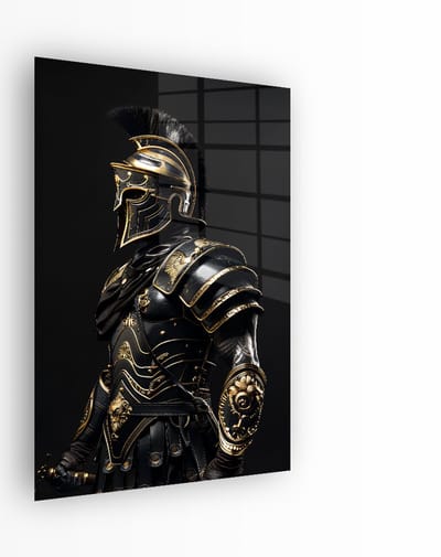 Indoorart - Glasschilderij Black Gold Gladiator 40x60 CM - Afbeelding op plexiglas - Inclusief montagemateriaal