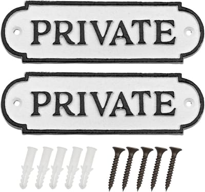 Gietijzeren Deurplaten met Tekst "Privé" - Rustieke Stijl (2 Stuks)