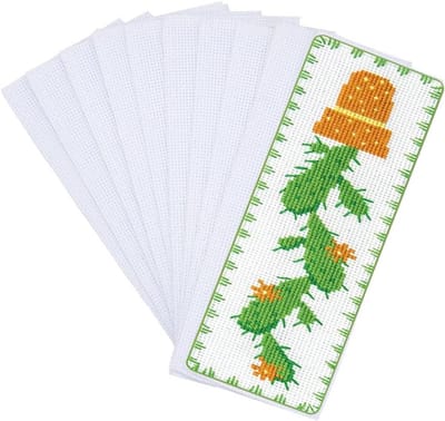 12 Stuks Blanke Kruissteek Boekenleggers - Wit Stof DIY Borduurwerk Rechthoekig