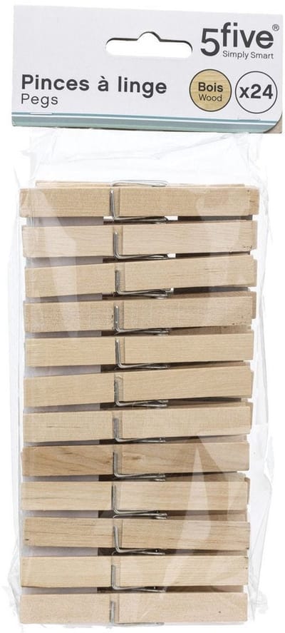 5five Wasknijpers - 72x stuks - hout - naturel - 9 cm - Was ophangen - Was knijpers