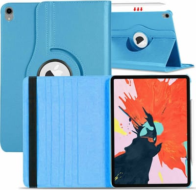 iPad Air 2022 Hoes 360 Graden Draaibare Licht Blauw - iPad Air 5 hoes bookcase met standaard - iPad air 5 case 5e generatie hoes - iPad Air 2022 / Air 2020 hoes 10.9 - hoes iPad Air 5 2022 - hoesje iPad Air 4 / 5