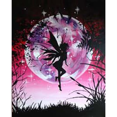 Diamant borduurwerk DIY schilderij maan nacht vlinder Fair Diamond schilderij kruissteek strass 20X30CM pink