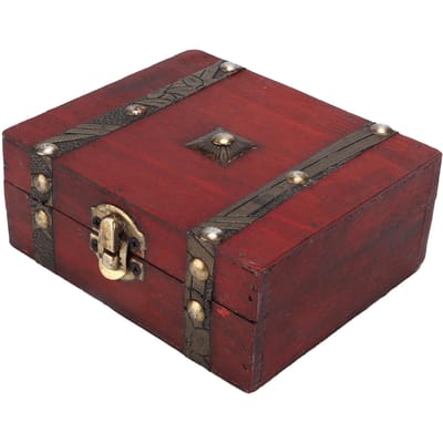 Opbergkist Retro Houten Rode Opbergkist met Metalen Slot voor Sieraden Accessoires Cosmetica brown