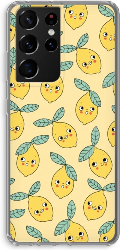 Hoesje geschikt voor Samsung Galaxy S21 Ultra hoesje - Citroenen - Soft Cover Telefoonhoesje - Bescherming aan alle Kanten en Schermrand