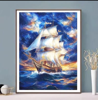 DIY kruissteekborduurpakket/Wit zeilschip/gedrukt kruissteekpatroon borduurpakket (frame niet inbegrepen) 50*73CM