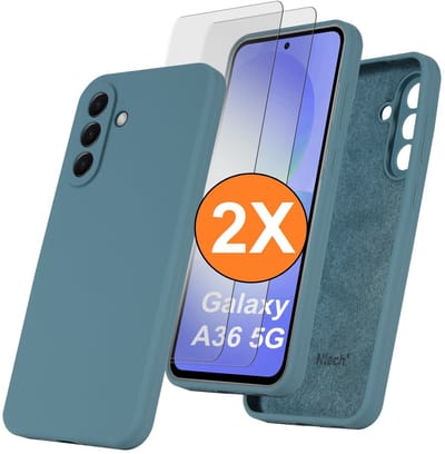 Hoesje geschikt voor Samsung Galaxy A36 Hoesje siliconen Pine Groen siliconen hoesje TPU - met Samsung A36 Screenprotector - 2 stuks