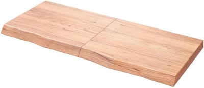 Tafelblad Eikenhout - Houten blad Bladvervanger - Tafel Opknappen - Handgemaakt Natuurlijke Rand - 120x50x6 cm - Lichtbruin