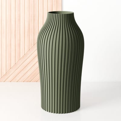 Fleuriek - Vaas Groen - H30 cm - Vaas voor zijdenboeket of droogbloemen - Cadeau voor haar - Duurzame tafeldecoratie van gerecycled plastic - Strakke moderne vaas