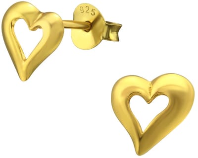 Joy|S - Zilveren hartje oorbellen - 9 mm - gold plated