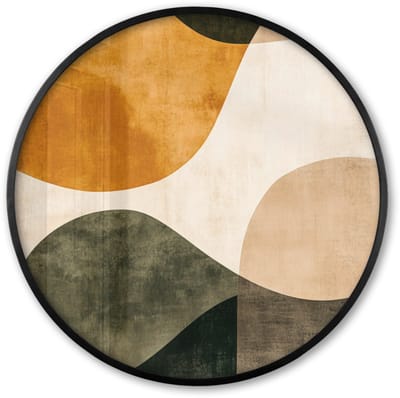 Poster in lijst Rond - Fotolijst 60x60 cm - Posters - Vormen - Okergeel - Abstract - Ronde posterlijst zwart - Decoratie - Wanddecoratie woonkamer - Muurdecoratie slaapkamer