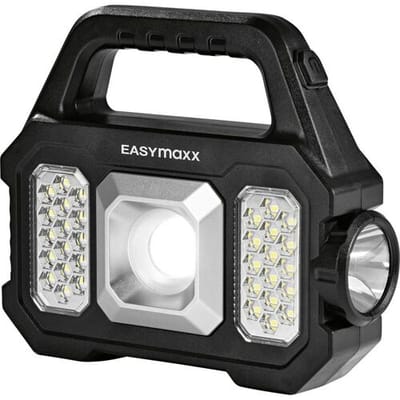 EASYmaxx Werklamp op zonne-energie 3 in 1: COB-spot, dimbaar COB-zijlicht & XPG-zaklamp, opladen via zonnepaneel of via USB-aansluiting, ook ideaal voor kamperen of bij stroomuitval