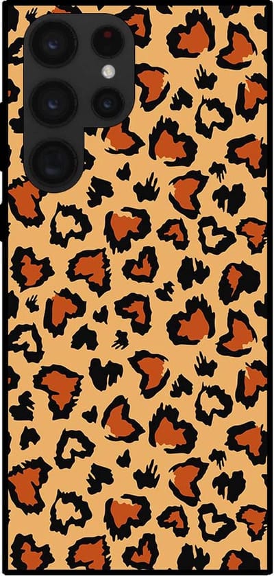 Smartphonica Telefoonhoesje voor Samsung Galaxy S22 Ultra met tijgerprint - backcover met panterprint - Bruin geschikt voor Samsung Galaxy S22 Ultra