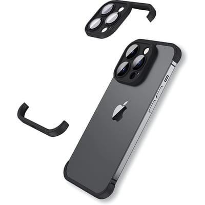 Grijze Frameloze Camera Lens Protector Bumper Telefoonhoes Cover Voor iPhone 17 Air 16 15 Pro Max 14 Plus 13 14Pro 15Pro 13Pro 16Pro iPhone17