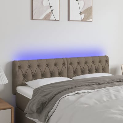 vidaXL - Hoofdbord - LED - 144x7x78/88 - cm - stof - taupe