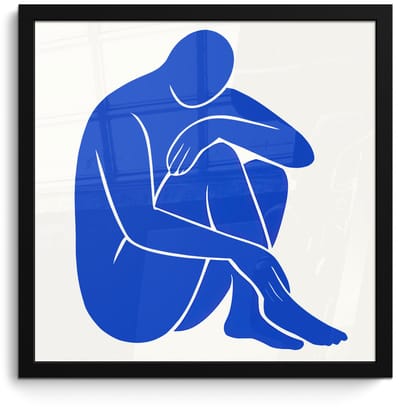 Poster in lijst - Fotolijst 40x40 cm - Posters - Lichaam - Abstract - Blauw - Posterlijst zwart - Decoratie - Wanddecoratie woonkamer - Muurdecoratie slaapkamer