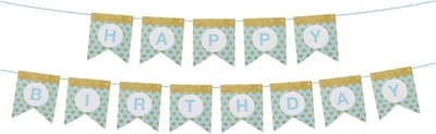Funny Fashion Happy Birthday thema feestslinger - verjaardag - blauw/goud - 300 cm - papier