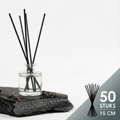 Consumerce® Zwarte Fiber Geurstokjes (50 stuks, 15cm) - Losse Navulling Sticks & Stokjes voor Diffuser - Premium Vezel Geurstok voor Parfum, Geur & Aromatherapie - Efficiënte Verspreider