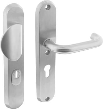 Intersteel Veiligheidsbeslag SKG*** profielcilindergat 55 mm met kerntrekbeveiliging ovaal voordeurbeslag massief rvs geborsteld