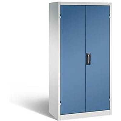 C+P acculaderkast Basic met deuren van massief plaatstaal, H 1950 x B 930 x D 500 mm, lichtgrijs/blauw