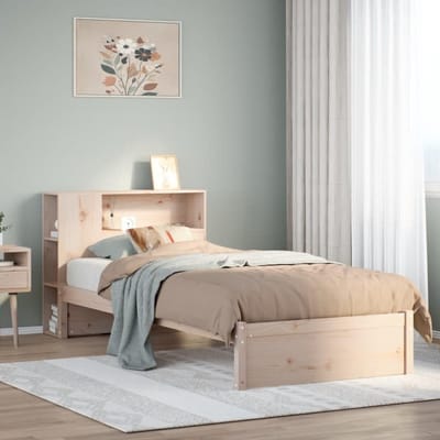 Boekenkast Bed - Houten Bed - Slaapkamer Organisatie - Massief Hout - 75x190cm - Naturel