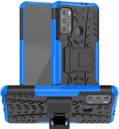 Coverup Hoesje - Geschikt voor Motorola Moto G60 Hoesje - Coverup Rugged Kickstand Back Cover - Blauw