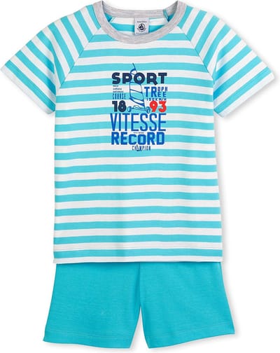 Petit Bateau Jongens Pyjamaset - blauw maya/wit ecume - Maat 3 jaar