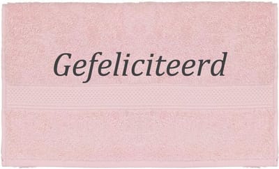 Handdoek - Gefeliciteerd - 100x50cm - Roze