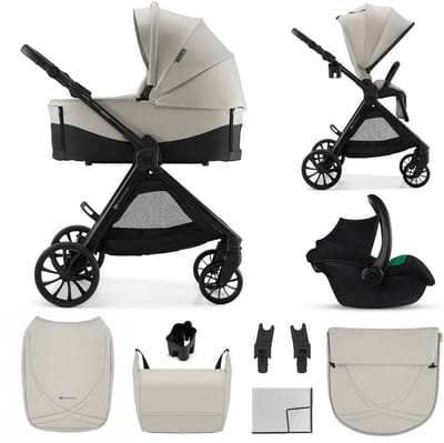Kinderkraft VESTO 2 – 3-in-1 kinderwagen – Accessoireset + adapters – Reiswieg 3-zone ventilatie – Omkeerbare zitting – Beige