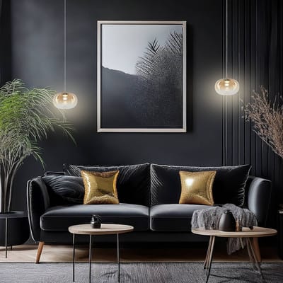 VASO 1 Amberkleurige hanglamp - Stijlvol glas en metaal, 4W LED