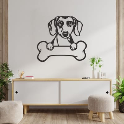 Wanddecoratie Dachshund - Muurdecoratie Dachshund - Muurdecoratie Hond - Wanddecoratie Hond Hout - Muurdecoratie Woonkamer - Wanddecoratie Woonkamer - Wanddecoratie Industrieel - Wanddecoratie Dieren - Home Decor - Wall Line Art - 59 x 54.5 cm